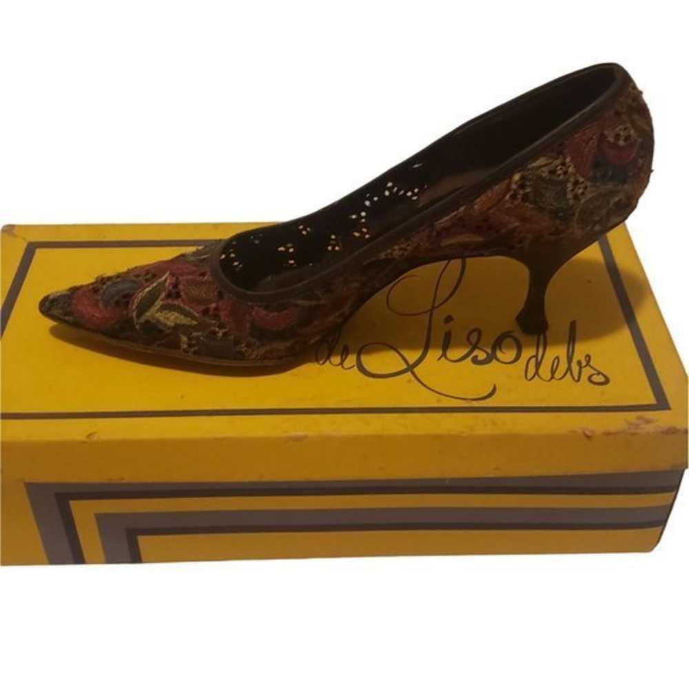 DE LISO DEBS By Palter‎ Deliso  Multicolored  lace  Kittten HEELS 8 1/2 Vintage